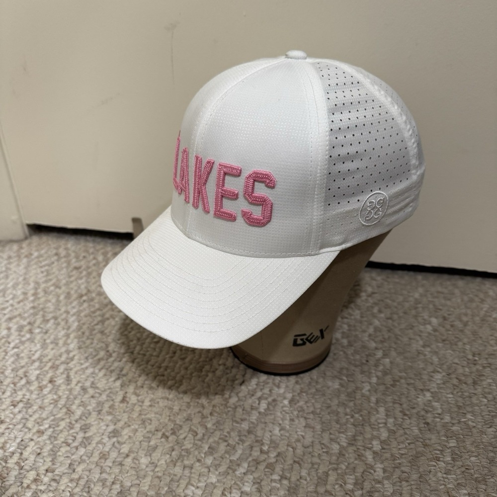 G/FORE Bear Lakes Country Club White Pink Snapback Hat Cap Flexfit Tech Golf - Picture 2 of 10